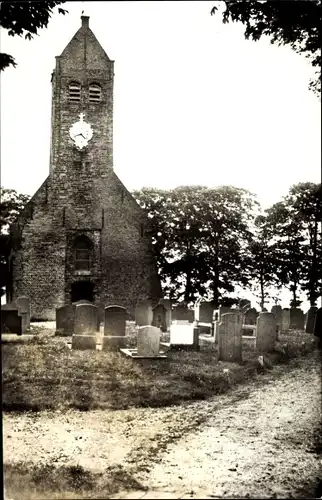 Ak Hijum Friesland, Ned. herv. Kerk, Kirchhof, Grabmale