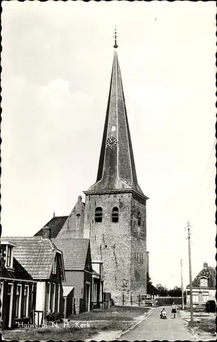 Ak Holwerd Friesland, N. H. Kerk, Straßenpartie, Kinder