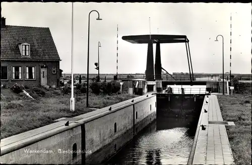 Ak Werkendam Nordbrabant, Biesboschsluis, Hebebrücke, Schleuse