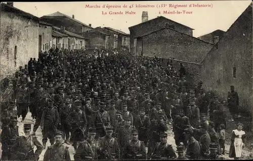 Ak Ménil la Tour Lothringen Meurthe et Moselle, La Grande Halte, 53e Regiment d'Infanterie