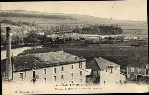 Ak Saint Mihiel Meuse, Moulins de Marvaux, Camp des Romains