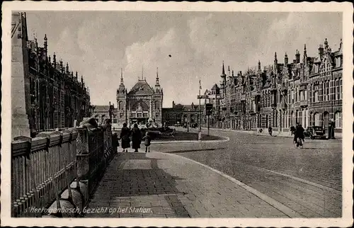 Ak ’s Hertogenbosch Nordbrabant Niederlande, Gezicht op het Station