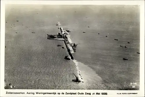 Ak Wieringen Nordholland Niederlande, Zuiderzeewerken, Aanleg Wieringermeerdijk op de Zandplaat