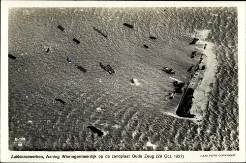 Ak Wieringen Nordholland Niederlande, Aanleg Wieringermeerdijk op de zandplaat Oude Zeug