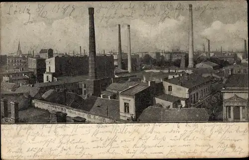 Ak Lodz Lodsch Polen, Ogolny widok, Gesamtansicht vom Ort, Schornsteine