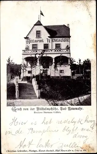 Ak Bad Neuenahr Ahrweiler, Restaurant Wilhelmshöhe, Inh. Bertram Giffels