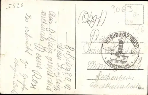 Ak Bitburg Eifel, Blick über die Stadt, Römermauer mit Wasserturm