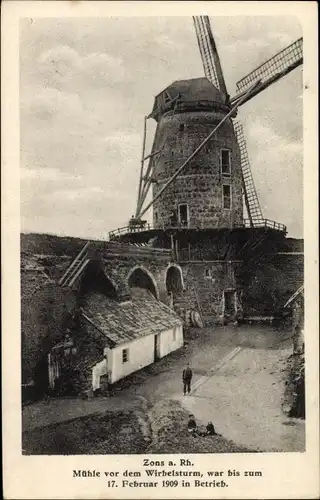 Ak Zons Dormagen Niederrhein, Windmühle, Vor dem Wirbelsturm 1909