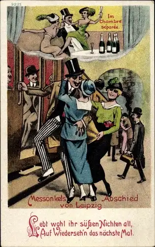 Ak Leipzig in Sachsen, Messonkels Abschied von der Messe und seinen "Nichten"