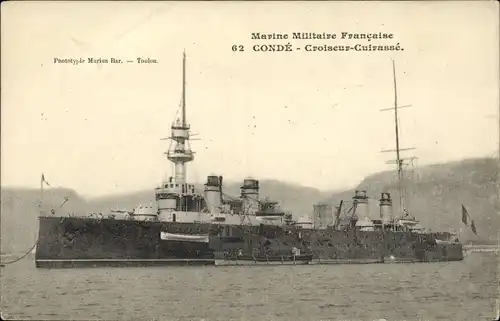 Ak Französisches Kriegsschiff, Croiseur-Cuirasse Condé