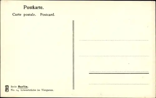 Ak Berlin Tiergarten, Löwenbrücke im Tiergarten