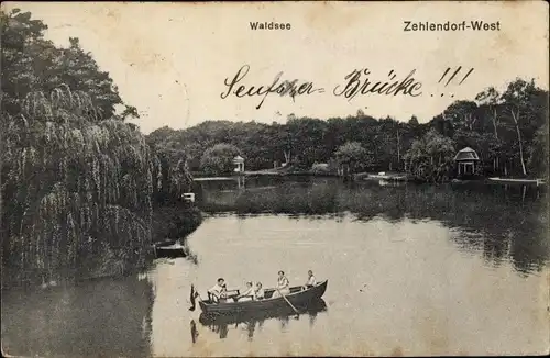 Ak Berlin Zehlendorf, Ruderpartie auf dem Waldsee