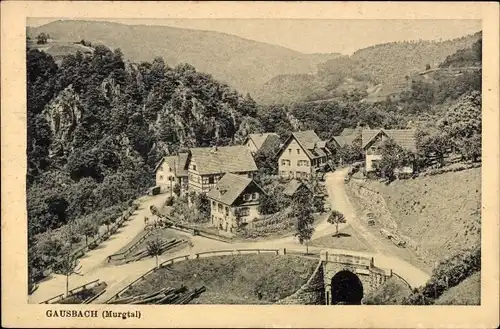 Ak Gausbach Forbach, Ortschaft mit Landschaftsblick, Tunnel