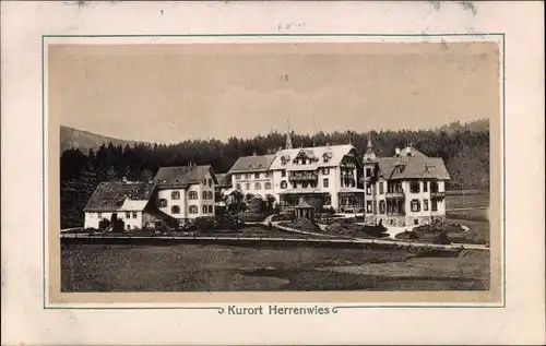 Ak Herrenwies Forbach im Schwarzwald Baden, Kurhäuser, Wald