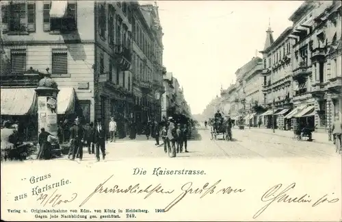 Ak Karlsruhe in Baden, Kaiserstraße, Litfaßsäule