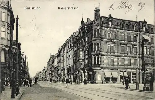 Ak Karlsruhe in Baden Württemberg, Blick in die Kaiserstraße, Zigarren