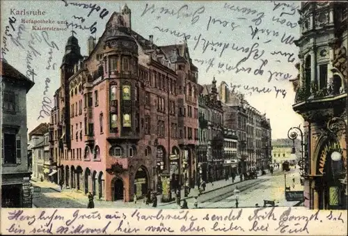Ak Karlsruhe in Baden Württemberg, Hofapotheke, Kaiserstraße