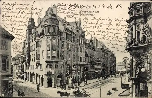 Ak Karlsruhe in Baden Württemberg, Hofapotheke, Kaiserstraße