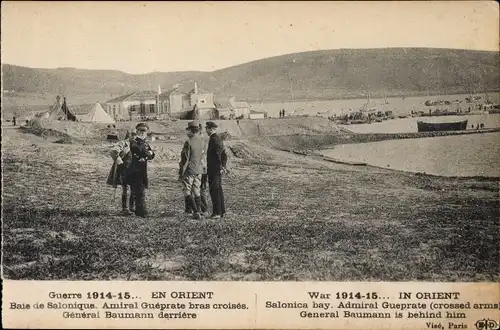 Ak Thessaloniki Griechenland, Salonica bay, Admiral Gueprate, General Baumann is behind him