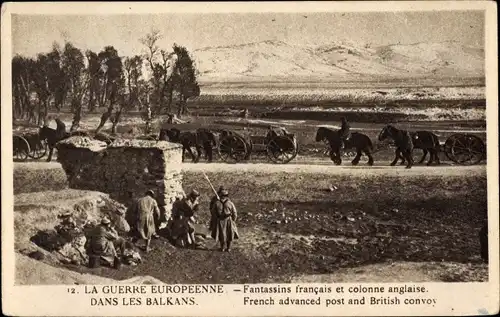 Ak Balkan, French advanced post and British Convoy, Fantassins francais