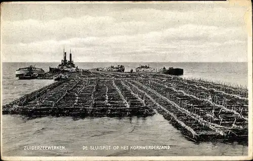 Ak Kornwerderzand Friesland Niederlande, Zuiderzeewerken, De Sluitsput op het Kornwerderzand