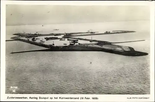 Ak Kornwerderzand Friesland Niederlande, Zuiderzeewerken, Aanleg Sluitsput 1928