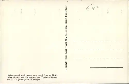 Ak Kornwerderzand Friesland Niederlande, Zuiderzeewerken, Aanleg Sluitsput 1928