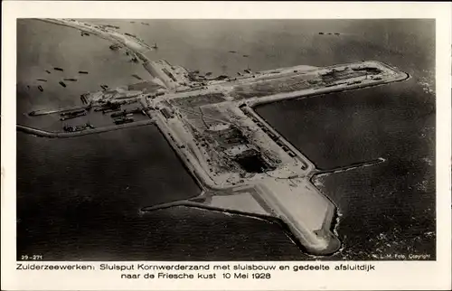 Ak Kornwerderzand Friesland Niederlande, Zuiderzeewerken, De Sluitsput met sluisbouw