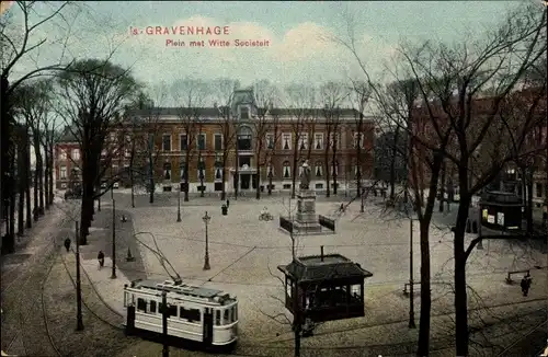 Ak 's Gravenhage Den Haag Südholland, Plein met Witte Societeit, Tram