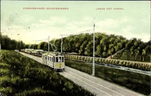 Ak 's Gravenhage Den Haag Südholland, Langs het Kanaal, Straßenbahn nach Scheveningen