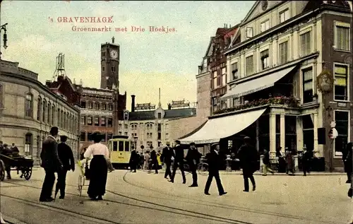 Ak 's Gravenhage Den Haag Südholland, Groenmarkt, Drie Hoekjes