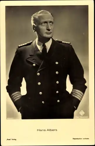 Ak Schauspieler Hans Albers, Portrait in Uniform, Ross Verlag