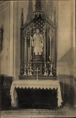 Ak Fourneville Calvados, Statue de St. Yves