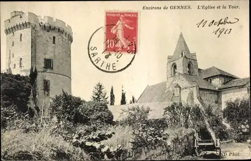 Ak Gennes Maine et Loire, L'Eglise, La Tour
