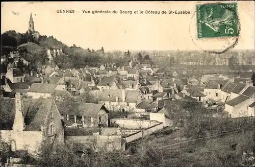 Ak Gennes Maine et Loire, Vue generale du Bourg, Le Coteau de Saint Eusebe