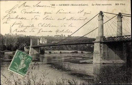 Ak Gennes Maine et Loire, Le Pont suspendu