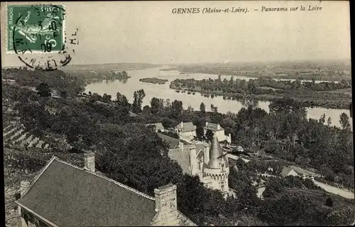 Ak Gennes Maine et Loire, Panorama sur la Loire