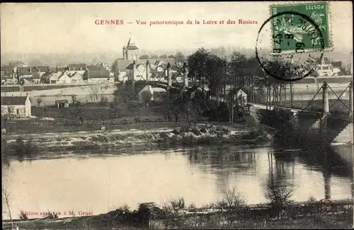 Ak Gennes Maine et Loire, Vue panoramique de la Loire et des Rosiers