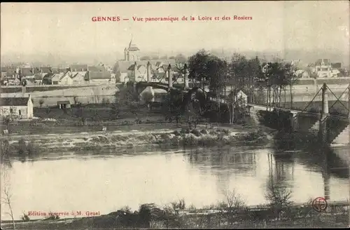 Ak Gennes Maine et Loire, Vue panoramique de la Loire et des Rosiers