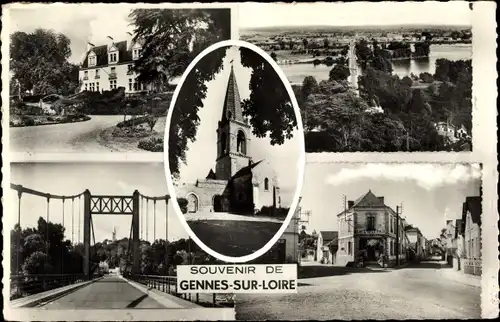 Ak Gennes sur Loire Maine et Loire, Le Pont, L'Eglise, Vue Generale