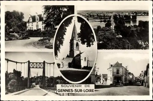 Ak Gennes sur Loire Maine et Loire, Le Pont, L'Eglise, Vue Generale