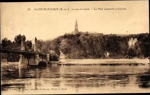 Ak Saint Mathurin Maine et Loire, Le Pont suspendu a Gennes