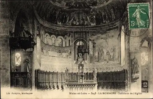 Ak La Romagne Maine et Loire, Interieur de l'Eglise