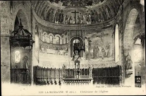 Ak La Romagne Maine et Loire, Interieur de l'Eglise