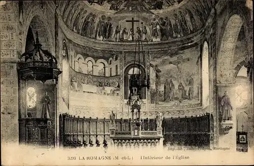 Ak La Romagne Maine et Loire, Interieur de l'Eglise