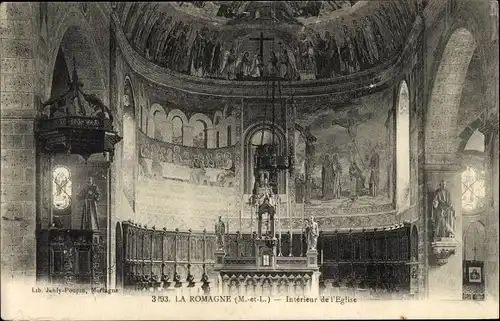 Ak La Romagne Maine et Loire, Interieur de l'Eglise