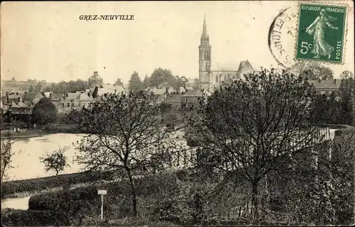 Ak Grez Neuville Maine et Loire, Panorama