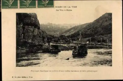 Ak Bures Calvados, Bords de la Vire, Paysage chaotique au milieu d'une vallee