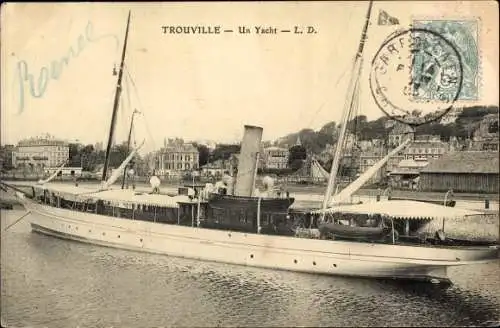 Ak Trouville Calvados, Un Yacht