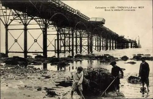 Ak Trouville sur Mer Calvados, Sous la Jetee Promenade